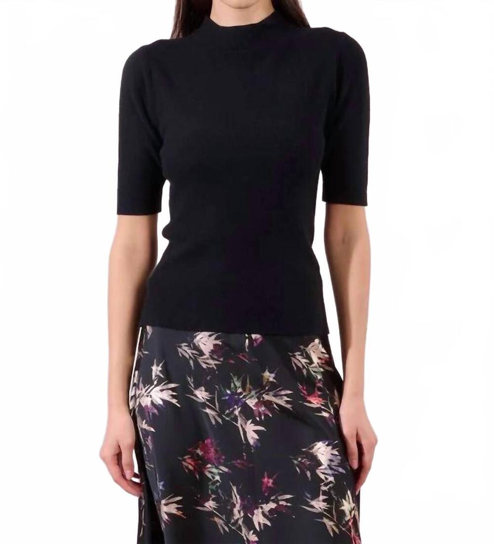 NEW MOLLY BRACKEN essential mock neck top in black
